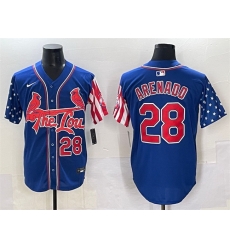 Men St Louis Cardinals 28 Nolan Arenado Royal Independence Day Vapor Premier Limited Stitched Baseball Jersey