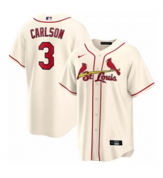 Men St Louis Cardinals 3 Dylan Carlson Cream Cool Base Stitched Jersey Men St Louis Cardinals 3 Dylan Carlson Cream Cool Base Stitched Jersey