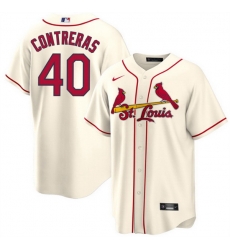 Men St Louis Cardinals 40 Willson Contreras Cream Cool Base Stitched Jersey Men St Louis Cardinals 40 Willson Contreras Cream Cool Base Stitched Jersey