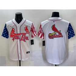 Men St Louis Cardinals Team Big Logo White Independence Day Vapor Premier Limited Stitched Baseball Jersey 1