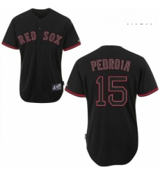 Mens Majestic Boston Red Sox 15 Dustin Pedroia Replica Black Fashion MLB Jersey Mens Majestic Boston Red Sox 15 Dustin Pedroia Replica Black Fashion MLB Jersey