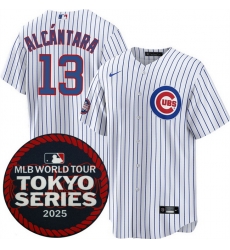 Men Chicago Cubs 13 Kevin Alc E1ntara White 2025 World Tour Tokyo Series Home Stitched Baseball Jersey Men Chicago Cubs 13 Kevin Alc E1ntara White 2025 World Tour Tokyo Series Home Stitched Baseball Jersey