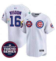 Men Chicago Cubs 16 Patrick Wisdom White 2025 Tokyo Series Limited Stitched Baseball Jersey