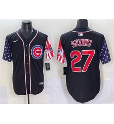 Men Chicago Cubs 27 Seiya Suzuki Black 2025 Independence Day Vapor Premier Limited Stitched Baseball Jersey