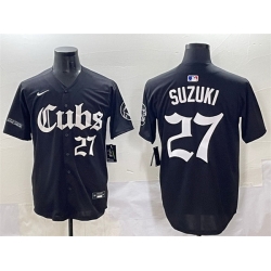 Men Chicago Cubs 27 Seiya Suzuki Black  27Gothic North Side Edition 27 Vapor Premier Limited Stitched Baseball Jersey