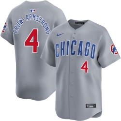 Men Chicago Cubs 4 Pete Crow Armstrong Grey Limited Stitched Baseball Jersey