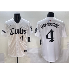 Men Chicago Cubs 4 Pete Crow Armstrong White  27Gothic North Side Edition 27 Vapor Premier Limited Stitched Baseball Jersey