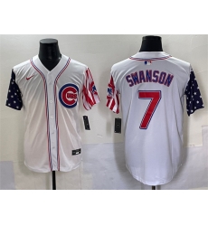 Men Chicago Cubs 7 Dansby Swanson White 2025 Independence Day Vapor Premier Limited Stitched Baseball Jersey