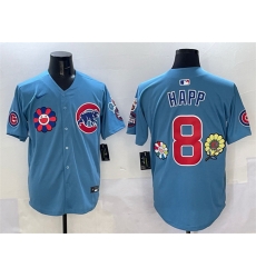 Men Chicago Cubs 8 Ian Happ Blue 2025 Tokyo Series 2nd Alternate Limited Stitched Baseball Jersey