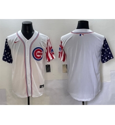 Men Chicago Cubs Blank White 2025 Independence Day Vapor Premier Limited Stitched Baseball Jersey