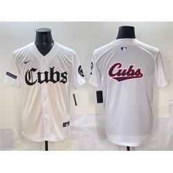 Men Chicago Cubs Team Big Logo White  27Gothic North Side Edition 27 Vapor Premier Limited Stitched Baseball Jersey