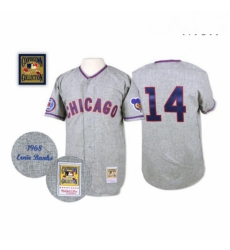 Mens Mitchell and Ness 1968 Chicago Cubs 14 Ernie Banks Replica Grey Throwback MLB Jersey Mens Mitchell and Ness 1968 Chicago Cubs 14 Ernie Banks Replica Grey Throwback MLB Jersey