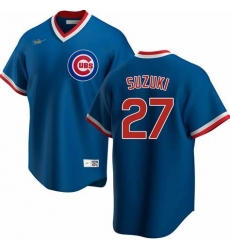 Mens Nike Chicago Cubs #27 Seiya Suzuki Royal Cooperstown Collection Road Stitched Baseball Jersey Mens Nike Chicago Cubs #27 Seiya Suzuki Royal Cooperstown Collection Road Stitched Baseball Jersey