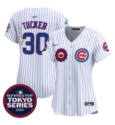 Women Chicago Cubs 30 Kyle Tucker White 2025 Tokyo Series Limited Stitched Baseball Jersey
