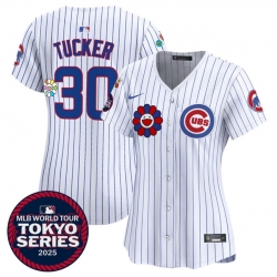 Women Chicago Cubs 30 Kyle Tucker White 2025 Tokyo Series Limited Stitched Baseball Jersey