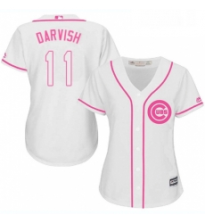 Womens Majestic Chicago Cubs 11 Yu Darvish Replica White Fashion MLB Jersey Womens Majestic Chicago Cubs 11 Yu Darvish Replica White Fashion MLB Jersey