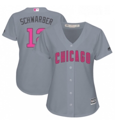 Womens Majestic Chicago Cubs 12 Kyle Schwarber Authentic Grey Mothers Day Cool Base MLB Jersey Womens Majestic Chicago Cubs 12 Kyle Schwarber Authentic Grey Mothers Day Cool Base MLB Jersey