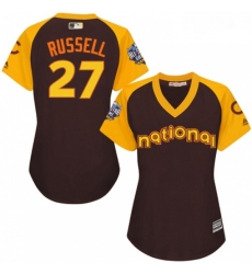 Womens Majestic Chicago Cubs 27 Addison Russell Authentic Brown 2016 All Star National League BP Cool Base MLB Jersey Womens Majestic Chicago Cubs 27 Addison Russell Authentic Brown 2016 All Star National League BP Cool Base MLB Jersey