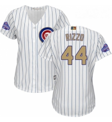 Womens Majestic Chicago Cubs 44 Anthony Rizzo Authentic White 2017 Gold Program MLB Jersey Womens Majestic Chicago Cubs 44 Anthony Rizzo Authentic White 2017 Gold Program MLB Jersey