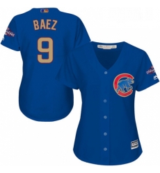 Womens Majestic Chicago Cubs 9 Javier Baez Authentic Royal Blue 2017 Gold Champion MLB Jersey Womens Majestic Chicago Cubs 9 Javier Baez Authentic Royal Blue 2017 Gold Champion MLB Jersey