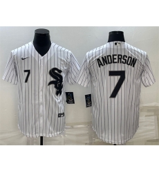 Men Chicago White Sox 7 Tim Anderson White Cool Base Stitched Jersey Men Chicago White Sox 7 Tim Anderson White Cool Base Stitched Jersey