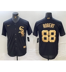 Men Chicago White Sox 88 Luis Robert Black Cool Base Stitched Jersey Men Chicago White Sox 88 Luis Robert Black Cool Base Stitched Jersey
