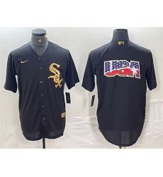 Men Chicago White Sox Black Team Big Logo Cool Base Stitched Jersey 2 Men Chicago White Sox Black Team Big Logo Cool Base Stitched Jersey 2