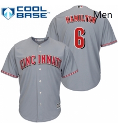 Mens Majestic Cincinnati Reds 6 Billy Hamilton Replica Grey Road Cool Base MLB Jersey