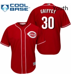 Youth Majestic Cincinnati Reds 30 Ken Griffey Authentic Red Alternate Cool Base MLB Jersey