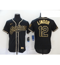 Indians 12 Francisco Lindor Black Gold 2020 Nike Flexbase Jersey Indians 12 Francisco Lindor Black Gold 2020 Nike Flexbase Jersey