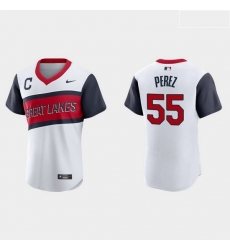 Men Cleveland Indians 55 Roberto Perez Men Nike White 2021 Little League Class Authentic MLB Jersey Men Cleveland Indians 55 Roberto Perez Men Nike White 2021 Little League Class Authentic MLB Jersey