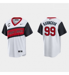 Men Cleveland Indians 99 James Karinchak Men Nike White 2021 Little League Class Game MLB Jersey Men Cleveland Indians 99 James Karinchak Men Nike White 2021 Little League Class Game MLB Jersey