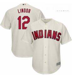 Mens Majestic Cleveland Indians 12 Francisco Lindor Replica Cream Alternate 2 Cool Base MLB Jersey Mens Majestic Cleveland Indians 12 Francisco Lindor Replica Cream Alternate 2 Cool Base MLB Jersey