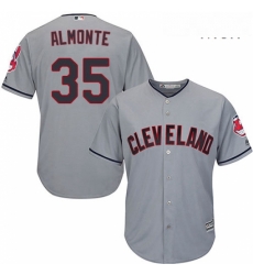 Mens Majestic Cleveland Indians 35 Abraham Almonte Replica Grey Road Cool Base MLB Jersey Mens Majestic Cleveland Indians 35 Abraham Almonte Replica Grey Road Cool Base MLB Jersey
