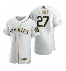 Colorado Rockies 27 Trevor Story White Nike Mens Authentic Golden Edition MLB Jersey Colorado Rockies 27 Trevor Story White Nike Mens Authentic Golden Edition MLB Jersey