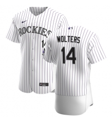 Men Colorado Rockies 14 Tony Wolters Men Nike White Home 2020 Flex Base Player MLB Jersey Men Colorado Rockies 14 Tony Wolters Men Nike White Home 2020 Flex Base Player MLB Jersey