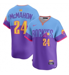 Men Colorado Rockies 24 Ryan McMahon Purple Light Blue 2025 City Connect Limited Stitched Baseball Jersey