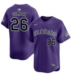 Men Colorado Rockies 26 Austin Gomber Purple Limited Stitched Baseball Jersey Men Colorado Rockies 26 Austin Gomber Purple Limited Stitched Baseball Jersey