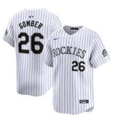 Men Colorado Rockies 26 Austin Gomber White Home Limited Stitched Baseball Jersey Men Colorado Rockies 26 Austin Gomber White Home Limited Stitched Baseball Jersey