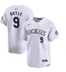 Men Colorado Rockies 9 Brenton Doyle White Home Limited Stitched Baseball Jersey Men Colorado Rockies 9 Brenton Doyle White Home Limited Stitched Baseball Jersey