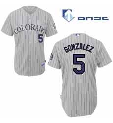 Mens Majestic Colorado Rockies 5 Carlos Gonzalez Replica GreyBlue Strip Cool Base MLB Jersey Mens Majestic Colorado Rockies 5 Carlos Gonzalez Replica GreyBlue Strip Cool Base MLB Jersey