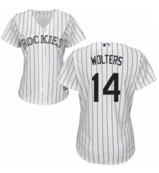 Womens Majestic Colorado Rockies 14 Tony Wolters Replica White Home Cool Base MLB Jersey Womens Majestic Colorado Rockies 14 Tony Wolters Replica White Home Cool Base MLB Jersey