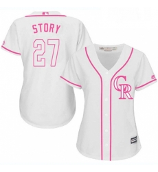 Womens Majestic Colorado Rockies 27 Trevor Story Authentic White Fashion Cool Base MLB Jersey Womens Majestic Colorado Rockies 27 Trevor Story Authentic White Fashion Cool Base MLB Jersey