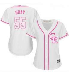 Womens Majestic Colorado Rockies 55 Jon Gray Replica White Fashion Cool Base MLB Jersey