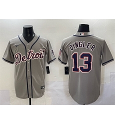 Men Detroit Tigers 13 Dillon Dingler Gray Cool Base Stitched Baseball Jersey