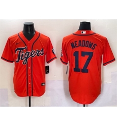 Men Detroit Tigers 17 Parker Meadows Orange With Patch Cool Base Stitched Baseball Jersey
