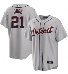Men Detroit Tigers 21 Jackson Jobe Grey Cool Base Stitched Baseball Jersey Men Detroit Tigers 21 Jackson Jobe Grey Cool Base Stitched Baseball Jersey