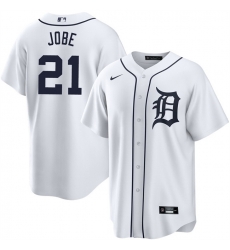 Men Detroit Tigers 21 Jackson Jobe White Cool Base Stitched Baseball Jersey Men Detroit Tigers 21 Jackson Jobe White Cool Base Stitched Baseball Jersey