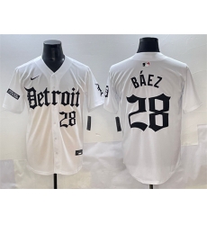 Men Detroit Tigers 28 Javier B E1ez White  27Motor Gothic Edition 27 Vapor Premier Limited Stitched Baseball Jersey