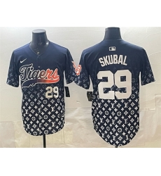 Men Detroit Tigers 29 Tarik Skubal Navy With Patch Vapor Premier Limited Stitched Baseball Jersey Men Detroit Tigers 29 Tarik Skubal Navy With Patch Vapor Premier Limited Stitched Baseball Jersey